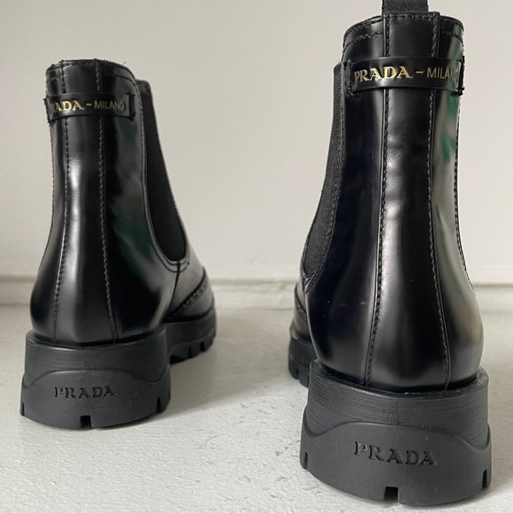 New PRADA Brogue Chelsea Boots Size 38 - Picture 6 of 6
